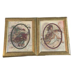 PEGGY ABRAMS “WINDSWEPT TRAVELER” SANTA & "ANGEL OF FAITH" GLITTER GILDED PRINT